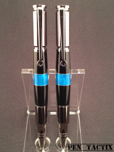 Thin Blue Line Twist Pen with silver accents and Gun Metal Finish