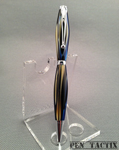 Slim style twist pen in a brown/blue acrylic and chrome accents